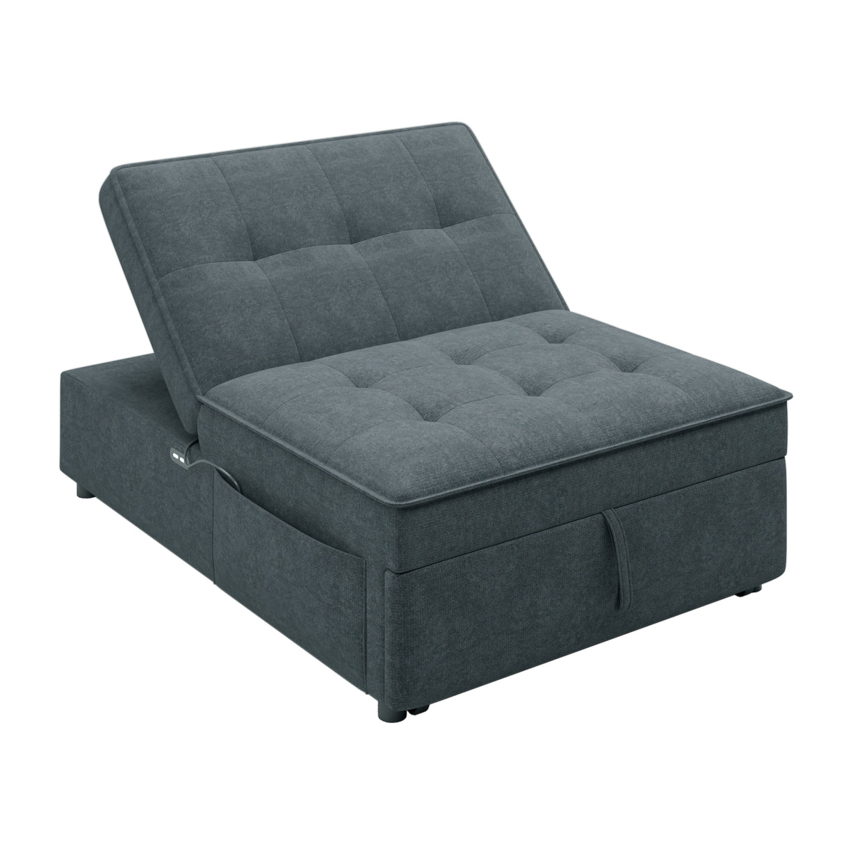 Four in one sofa bed, chair bed, multifunctional folding Ottoman bed with storage bag and USB port, dark blue - V.I.P Digital Presence