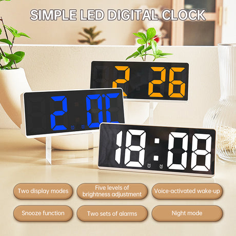 Multifunctional LED Digital Clock: Features number display, color nightlight, temp, calendar, alarm. Large size, backlit, great - V.I.P Digital Presence