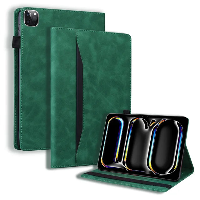 Funda para iPad Pro 11 de 13 pulgadas (2024), funda de piel sintética suave de TPU con parte trasera tipo libro para iPad Pro M4 de 11 y 13 pulgadas. 