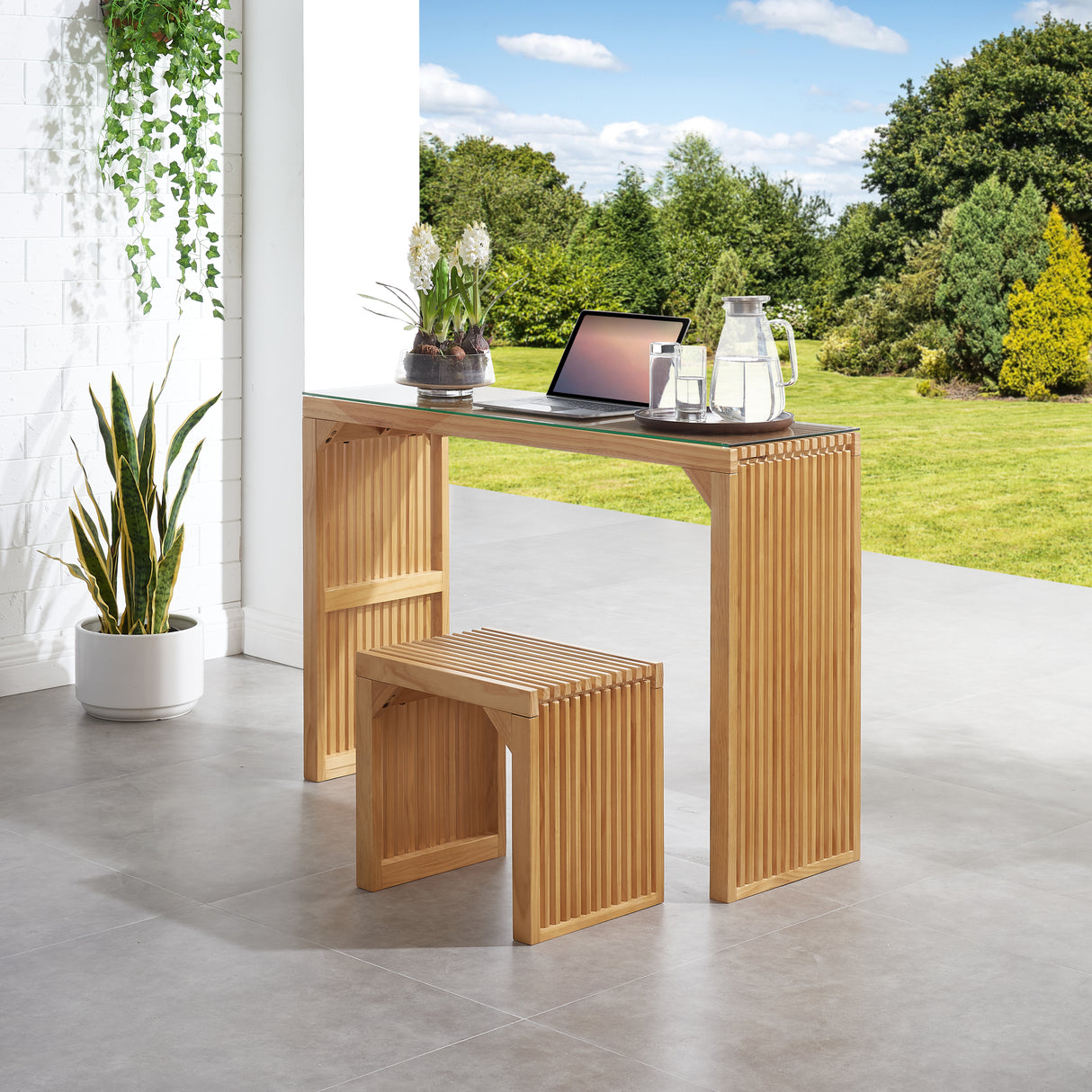 Pine Dining Bench and Table, Indoor Wood Bench for Entryway,Living Room,Kitchen and Bench Set (Nature, Bench & Table) Small - V.I.P Digital Presence