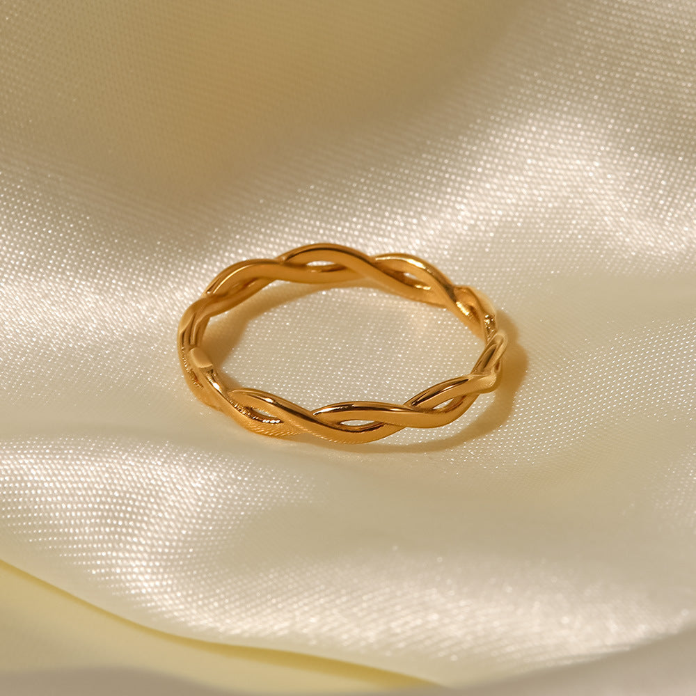 European and American Ring Twisted Linear Geometric Hollow Stacked Ring - V.I.P Digital Presence
