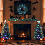 4-piece Christmas artificial tree set, Christmas wreath, wreath and 2 colored light entrance trees, PVC holiday celebration set - V.I.P Digital Presence