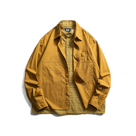 Two piece checkered long sleeved shirt for casual vacation men - V.I.P Digital Presence