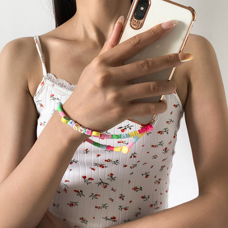 Simple color collision fresh fruit bead mobile phone chain geometric soft ceramic pendant rope chain - V.I.P Digital Presence