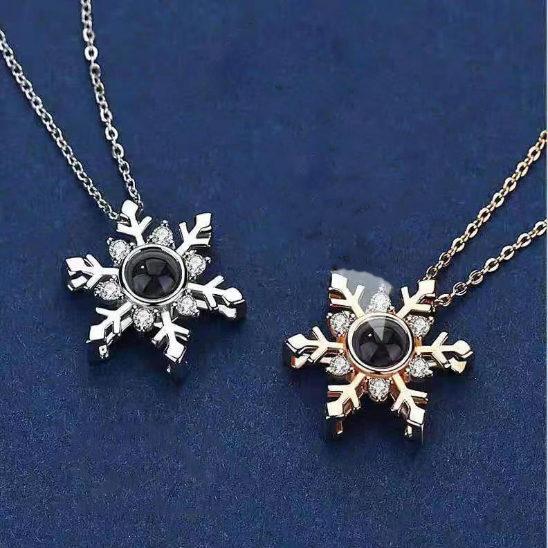 100 Languages I Love You Projection Snowflake Pendant Necklace Valentine's Day Girlfriend Gift - V.I.P Digital Presence