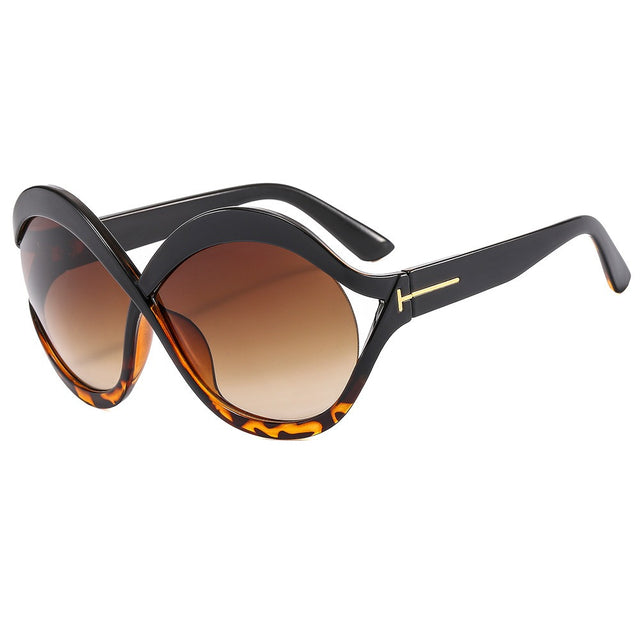 oversized round sunglasses for women leopard brown big frame sun glasses - V.I.P Digital Presence