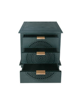 Hollow-Carved 3 Drawer Dresser Storage Chest with Metal Handles For Living Room Bedroom - V.I.P Digital Presence