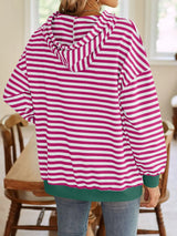 Loose casual striped hooded sweatshirt - V.I.P Digital Presence