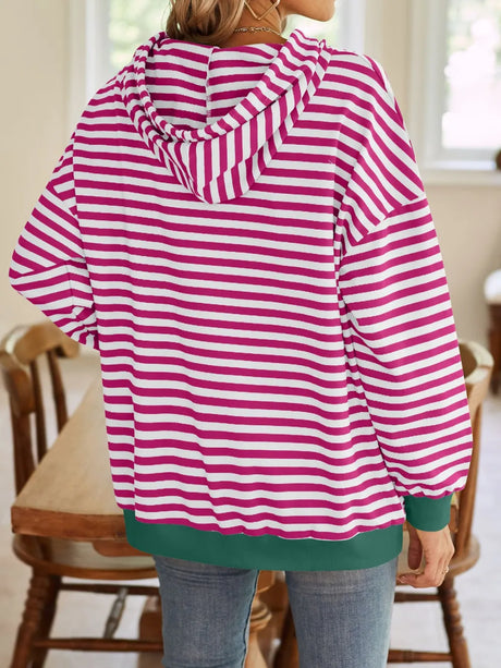 Loose casual striped hooded sweatshirt - V.I.P Digital Presence