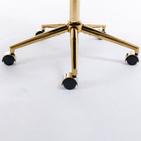 Artificial rabbit hair gold metal base home office chair adjustable chair rotating office chair, dressing chair (beige)