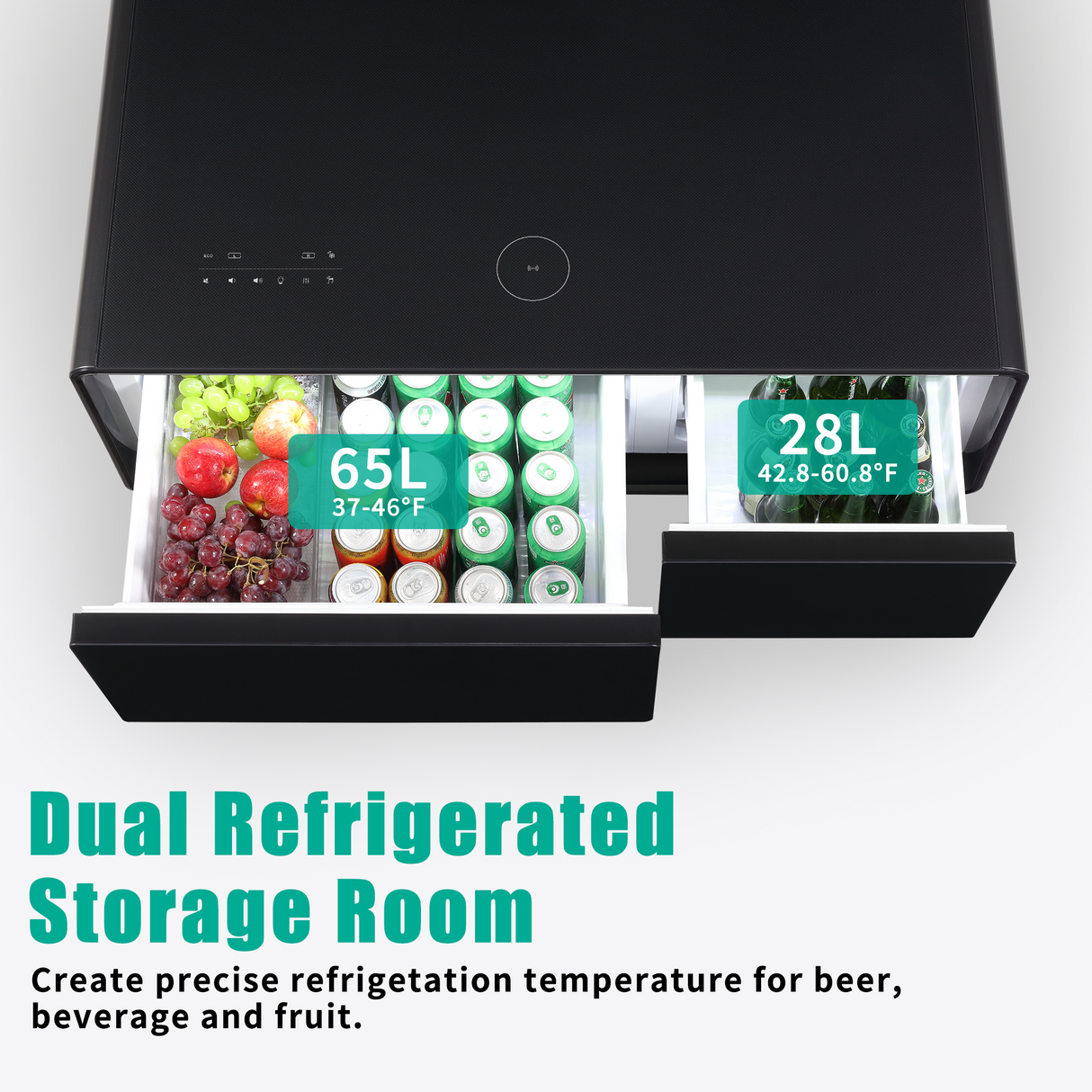 Modern Smart Coffee Table with Built-in Fridge, Bluetooth Speaker, Wireless Charging, Touch Control Panel, USB Interface Black - V.I.P Digital Presence
