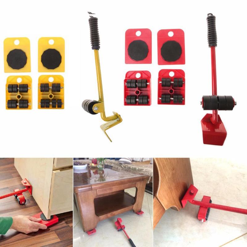 Furniture Mover Tool Set Furniture Transport Lifter Heavy Stuffs Moving Tool 4 Wheeled Mover Roller+1 Wheel Bar Hand Tools Set - V.I.P Digital Presence