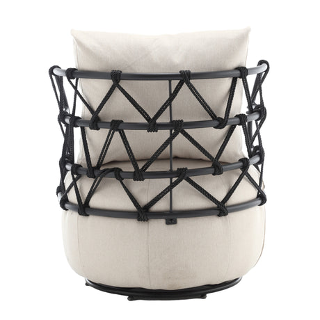 COOLMORE Upholstered Tufted Living Room Chair Textured Linen Fabric Accent Chair with Metal Stand - V.I.P Digital Presence
