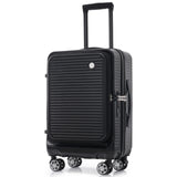 Carry-on Luggage 20 Inch Front Open Luggage Lightweight Suitcase with Front Pocket and USB Port, 1 Portable Carrying Case Black