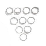 Vintage Irregular Gear Ring Versatile Diamond Set with Metallic Geometric Rings - V.I.P Digital Presence