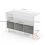 Kids bookcase with Collapsible Fabric Drawers Children's Book Display Toy Storage Cabinet Organizer White/Gray - V.I.P Digital Presence