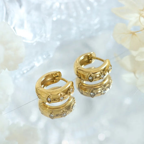 Zircon Titanium Steel Huggie Earrings - V.I.P Digital Presence