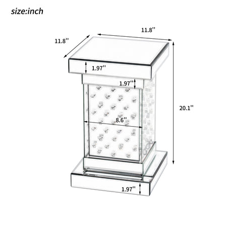 U-Can 11.8-inch silver square mirror coffee table with LED lights, modern crystal inlaid side table, no assembly required - V.I.P Digital Presence