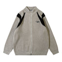 Color Block Zipper Cardigan Sweater Men's Autumn Street Style Stand Collar Long Sleeve Loose Knitwear - V.I.P Digital Presence