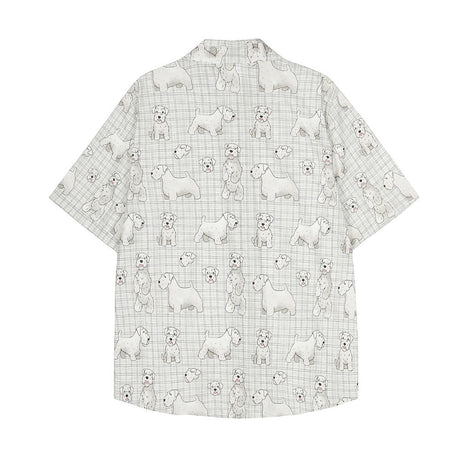 Digital Full Print Cartoon Dog Plaid Short Sleeve Shirt Loose Casual Turn-Down Collar Summer Shirt for Men - V.I.P Digital Presence
