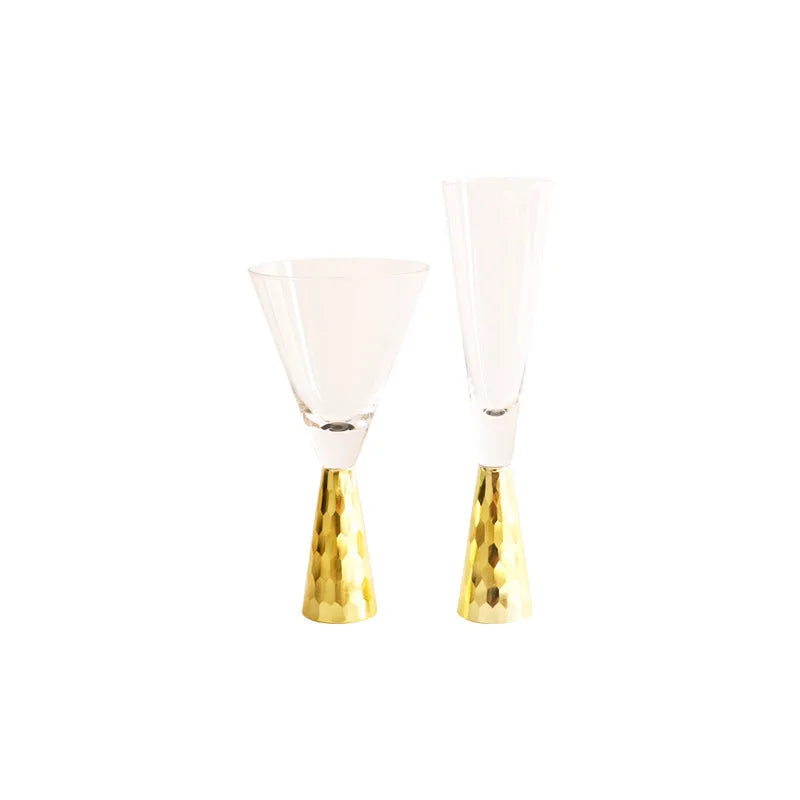 High-end Glass Wine Glasses Golden Wine Glasses Family Party Champagne Glasses Bar Whiskey Cocktail Glasses Martini Glasses - V.I.P Digital Presence