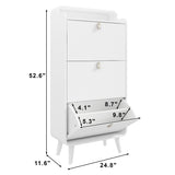 Modern Arc Design Shoe Cabinet With 3 Drawers,Shoe Storage Cabinet for Entryway,Outdoor,White Finish - V.I.P Digital Presence