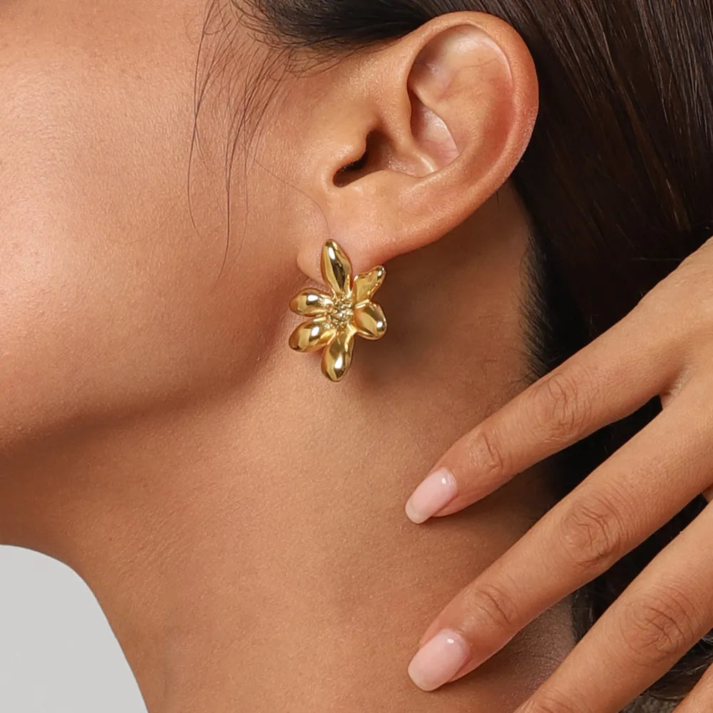 Stainless Steel Flower Earrings - V.I.P Digital Presence