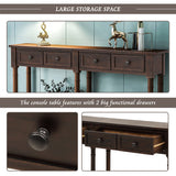 TREXM Console Table Sofa Table Easy Assembly with Two Storage Drawers and Bottom Shelf for Living Room Entryway (Espresso)