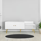 Modern Shoe Storage Bench with Hidden Storage and Upholstered Cushions for Bedside, Living Room and Entryway (White) - V.I.P Digital Presence