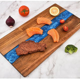 Acacia Wood Resin Splicing Large Charcuterie Board Epoxy Resin Ocean Wave Pattern Cutting Board for Kitchen - V.I.P Digital Presence