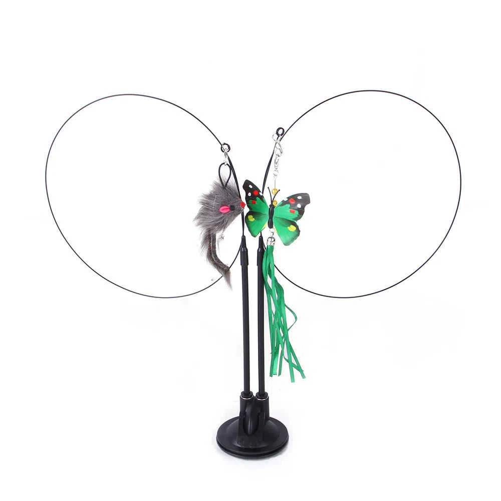 Suction cup cat toy stick that can be attached and held with steel wire multi head interchangeable cat toy and pet supplies - V.I.P Digital Presence