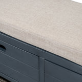 TREXM Storage Bench with Removable Basket and 2 Drawers, Fully Assembled Shoe Bench with Removable Cushion (Navy) - V.I.P Digital Presence