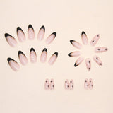 Sweet cool black French flash gold powder almond nails European and American fake nails removable nail pieces - V.I.P Digital Presence