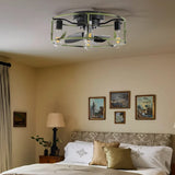 Flush Mount Ceiling Fans with Lights and Remote Control green Caged Low Profile Ceiling Fan Modern Metal Ceiling fanfor - V.I.P Digital Presence