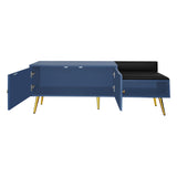 Modern Shoe Storage Bench with Hidden Storage and Upholstered Cushions for Bedside, Living Room and Entryway (Navy) - V.I.P Digital Presence