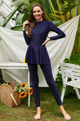 Mock Neck Long Sleeve One-Piece Swimwear - V.I.P Digital Presence