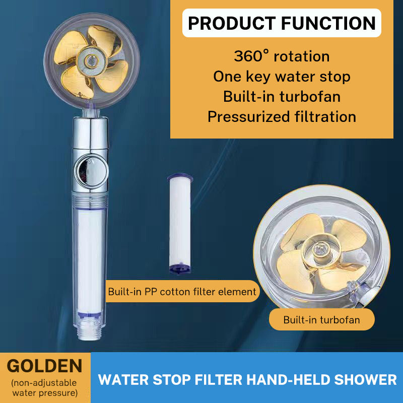 Xiao Man Waist Supercharged Sprinkler Head Dual Turbo Pressurized Propeller Fan Shower Head Shower Head - V.I.P Digital Presence