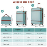 Hardshell Luggage Sets 3 Pieces 20"+28" Luggages and Cosmetic Case Spinner Suitcase with TSA Lock Lightweight,Green - V.I.P Digital Presence