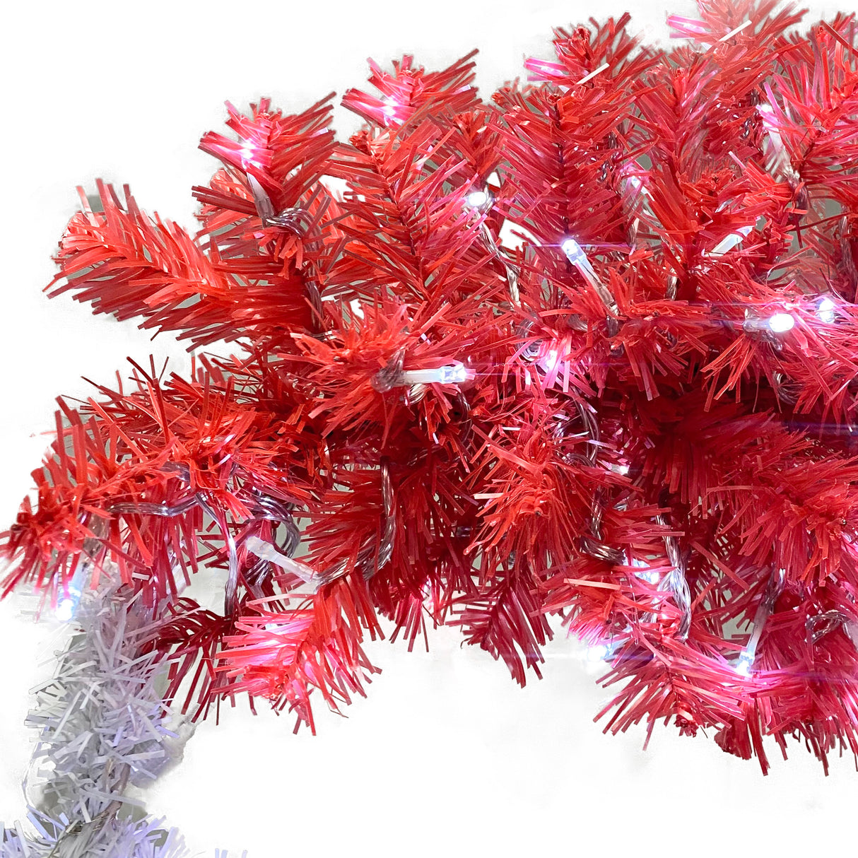 6FT hinge fir artificial fir curved top Christmas tree, bendable, 1250 lush branch hints, 300 LED Christmas lights - V.I.P Digital Presence