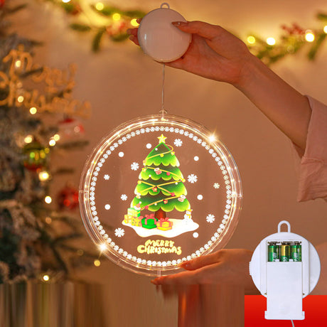 Christmas LED Decorative Light Door Hanging Christmas Tree Shopping Mall Showcase Atmosphere Light Colorful Circular Suction Cup Hanging Light - V.I.P Digital Presence