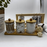 Bamboo cover cotton swab box portable round container cosmetic cotton puff storage box cotton swab makeup remover cotton box - V.I.P Digital Presence