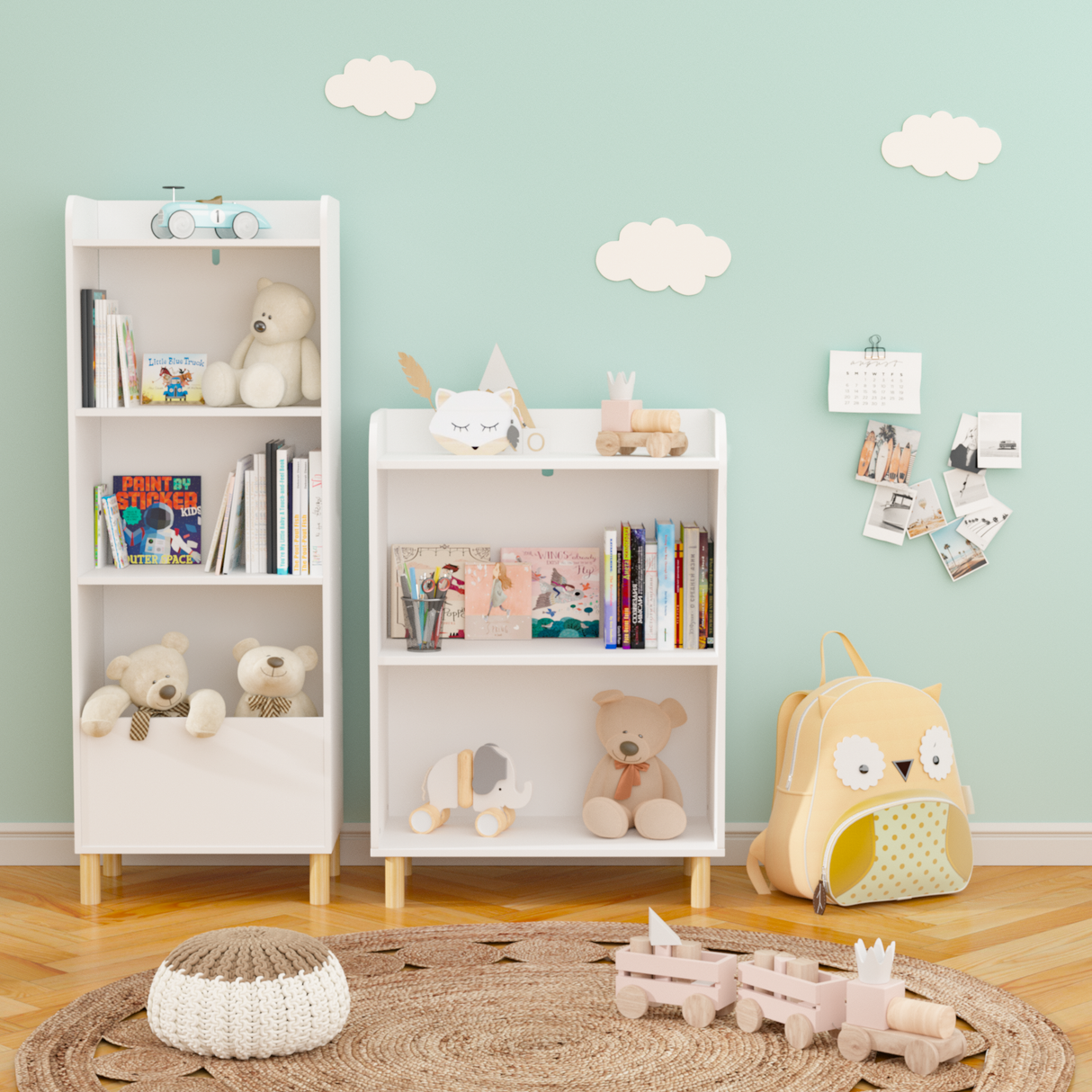 Kids 4-Tier Bookcase Children's Book Display Bookshelf Toy Storage Cabinet Organizer for Children's Room Playroom - V.I.P Digital Presence