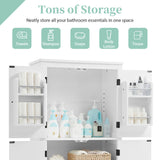 Bathroom floor storage cabinet, bathroom storage unit, 4-door independent cabinet, adjustable shelf, adaptive shelf, white - V.I.P Digital Presence