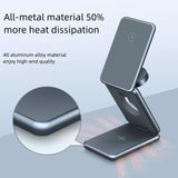 Alloy folding Magsafe15W magnetic wireless fast charging mobile phone earphone watch three-in-one folding wireless  charger - V.I.P Digital Presence