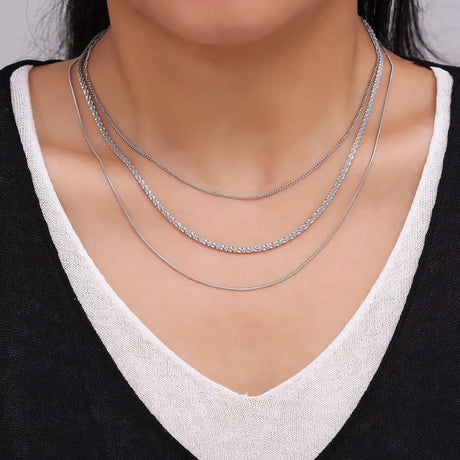 Fashionable Cuban titanium steel necklace hip-hop style multi-layer layered women's collarbone chain - V.I.P Digital Presence