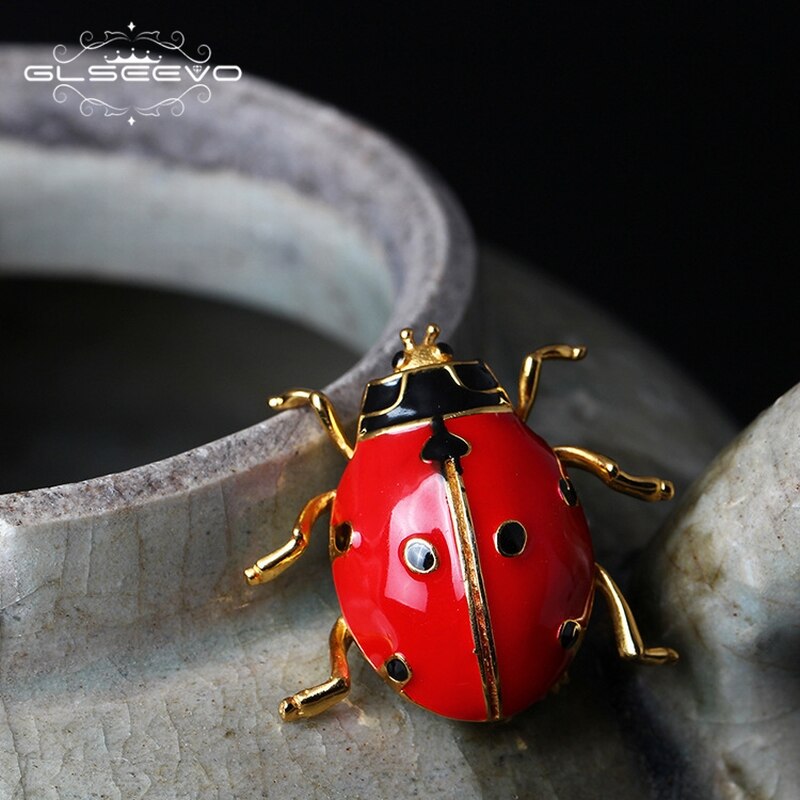 GLSEEVO 925 Sterling Silver Ladybug Brooch For Women Girls Daughter Gifts Cute Insectos Brooches Badge Handmade Jewellery - V.I.P Digital Presence