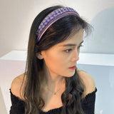 Fashionable double row geometric circular purple rhinestone hairband - V.I.P Digital Presence