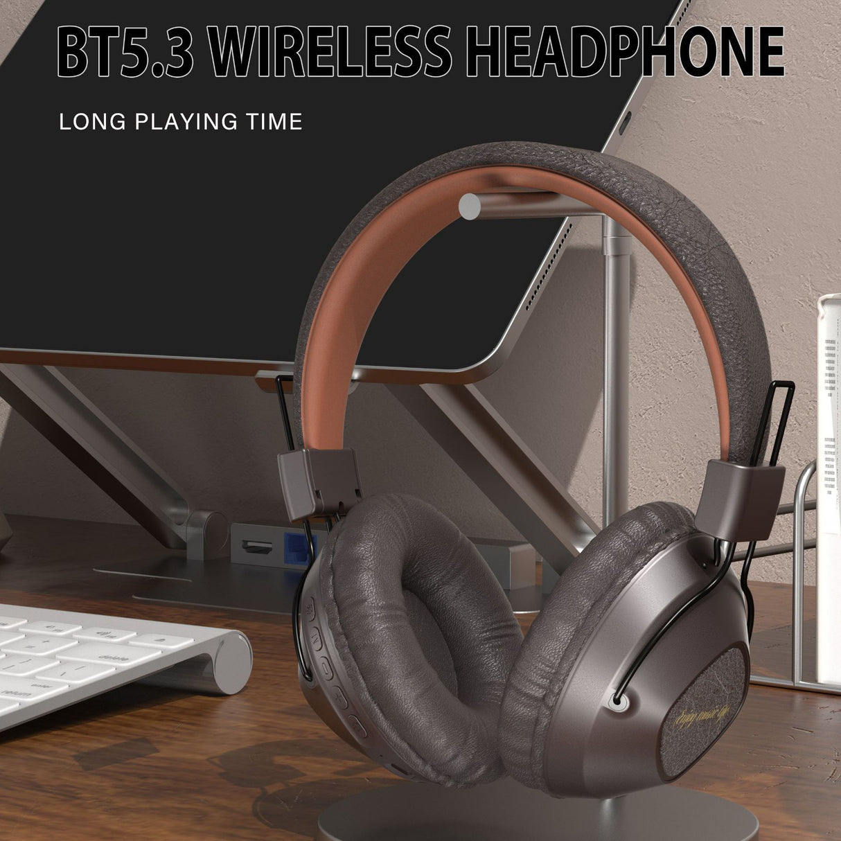 AKZ-17 American retro internet celebrity wireless head mounted Bluetooth earphones with battery display - V.I.P Digital Presence