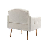COOLMORE modern style armchair, plush decorative fabric armchair with golden metal legs (white teddy bear) - V.I.P Digital Presence