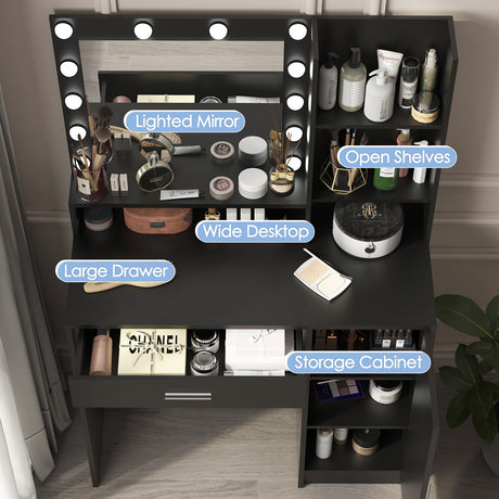 Makeup Vanity Desk with Mirror & Light - V.I.P Digital Presence